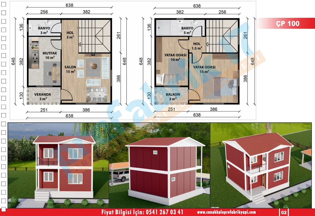 82 Metrekare Dubleks Prefabrik Konut
